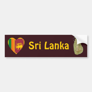 Sri Lanka-Flagge Herz + Karte Aufkleber Autoaufkleber