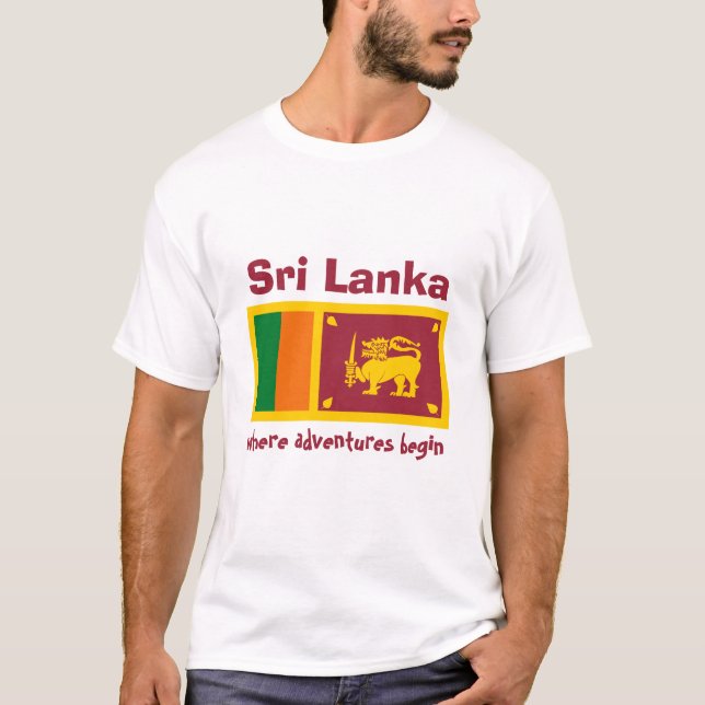 Sri Lanka Flagge + Karte + Text-T - Shirt (Vorderseite)
