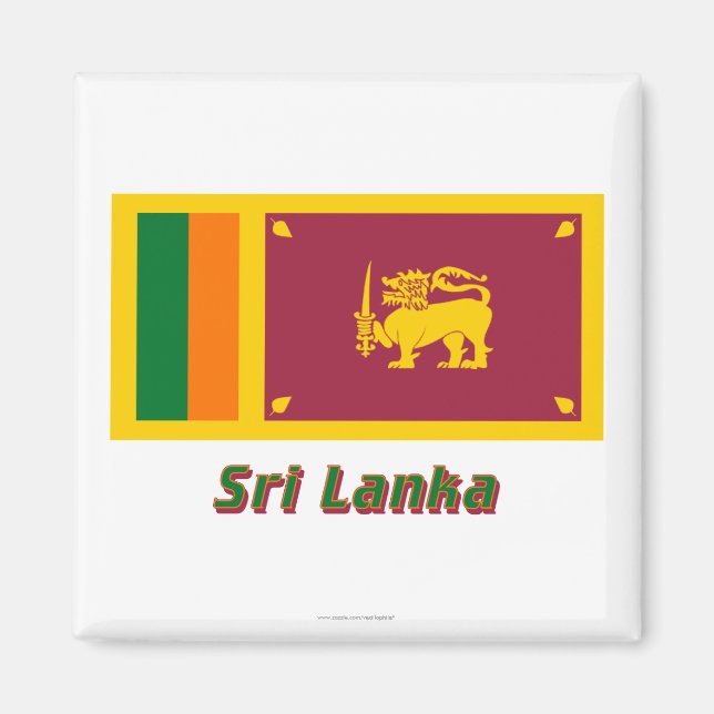 Sri Lanka-Flagge mit Name Magnet (Vorne)