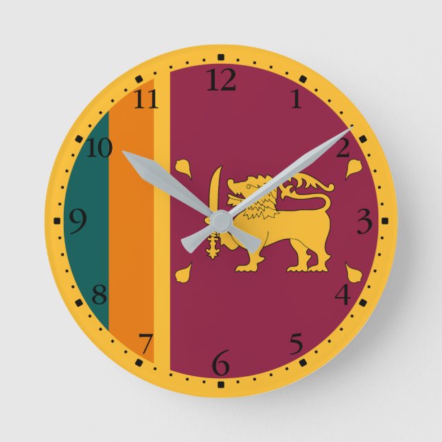 Sri Lanka-Flagge Runde Wanduhr (Vorderseite)