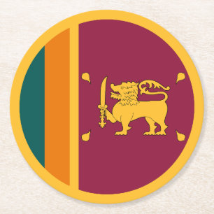 Sri Lanka-Flagge Runder Pappuntersetzer