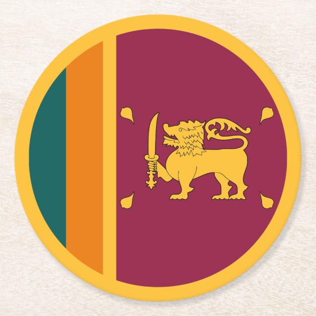 Sri Lanka-Flagge Runder Pappuntersetzer (Vorderseite)
