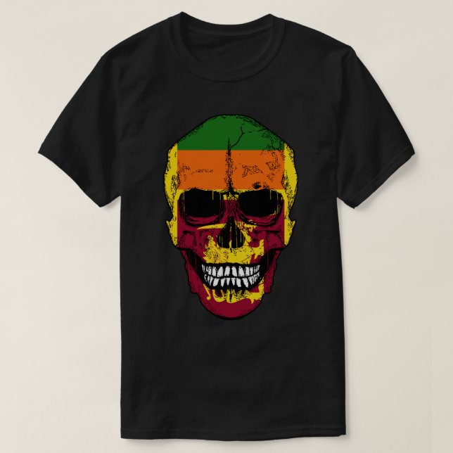 Sri Lanka Flaggen Skull Sri Lankischer Flaggenmens T-Shirt (Design vorne)