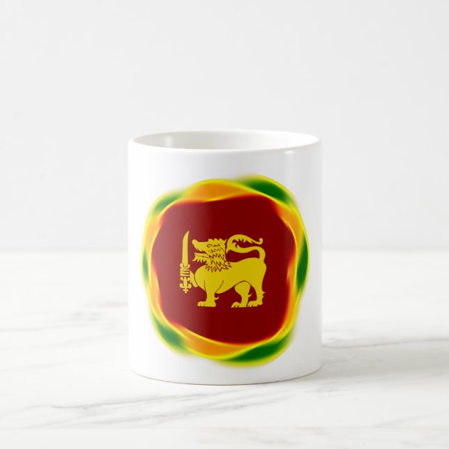 Sri Lanka Flaggenfarben und Yellow Lion Sinhala Kaffeetasse (Mittel)