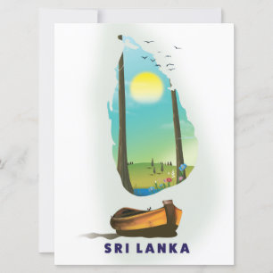 Sri Lanka Illustrierte Karte Tourismus Poster.