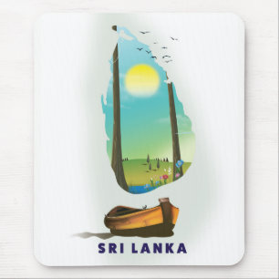 Sri Lanka Illustrierte Karte Tourismus Poster. Mousepad