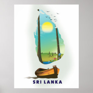 Sri Lanka Illustrierte Karte Tourismus Poster. Poster