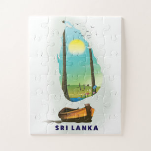 Sri Lanka Illustrierte Karte Tourismus Poster. Puzzle