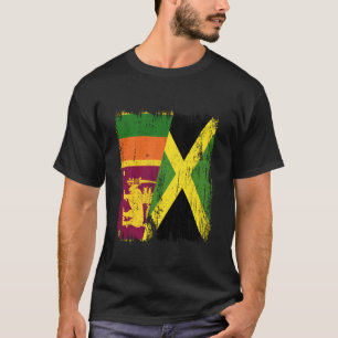 Sri Lanka Jamaika Halbe Flagge Sri Lankanischer Ja T-Shirt