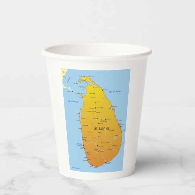 Sri Lanka-Karte Pappbecher (Vorderseite)