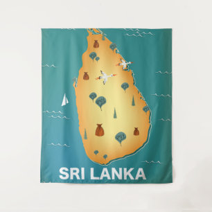 Sri Lanka Karte Reiseplakat Flyer Wandteppich