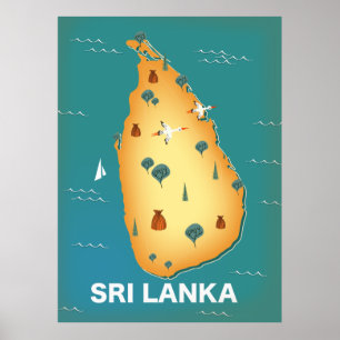 Sri Lanka Karte Reiseplakat Poster