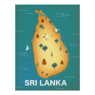 Sri Lanka Karte Reiseplakat Poster