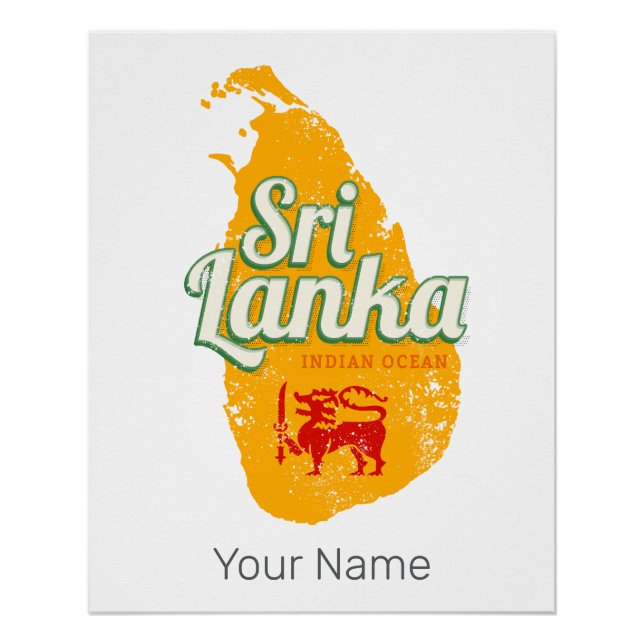 Sri Lanka Karte Vintag Holiday Island Souvenir Poster (Vorderseite)