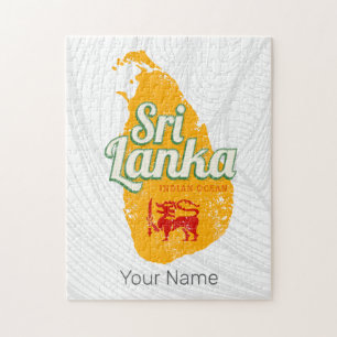 Sri Lanka Karte Vintag Holiday Island Souvenir Puzzle