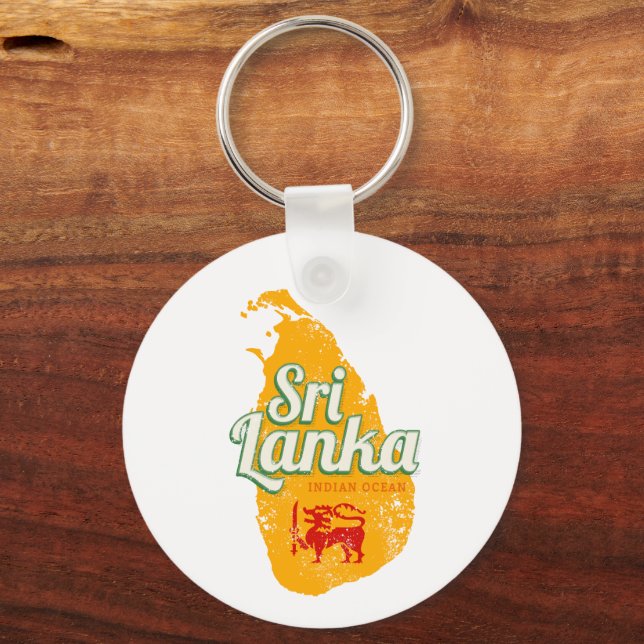 Sri Lanka Karte Vintag Holiday Island Souvenir Schlüsselanhänger (Vorderseite)