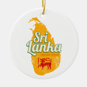 Sri Lanka Karte Vintage Urlaub Insel Souvenir Keramik Ornament