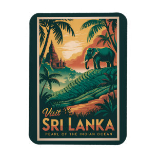 Sri Lanka Landschaft Illustration Reise Kunst Retr Magnet