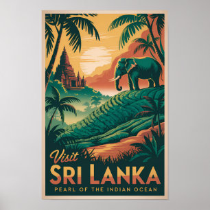 Sri Lanka Landschaft Illustration Reise Kunst Retr Poster