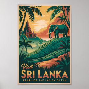 Sri Lanka Landschaft Illustration Reise Kunst Retr Poster