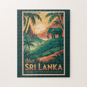Sri Lanka Landschaft Illustration Reise Kunst Retr Puzzle