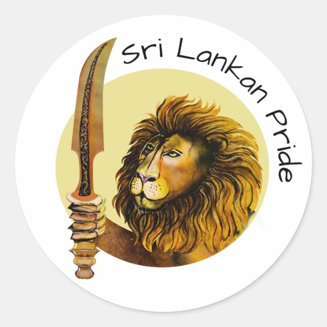Sri Lanka Lion Runder Aufkleber (Vorderseite)