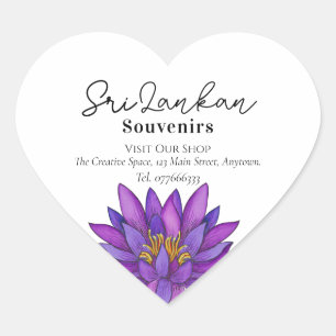 Sri Lanka Lotus Blume Malerei Herz-Aufkleber