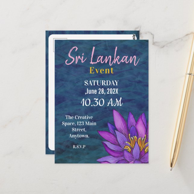 Sri Lanka Lotus Blume Malerei Postkarte (Vorderseite/Rückseite Beispiel)