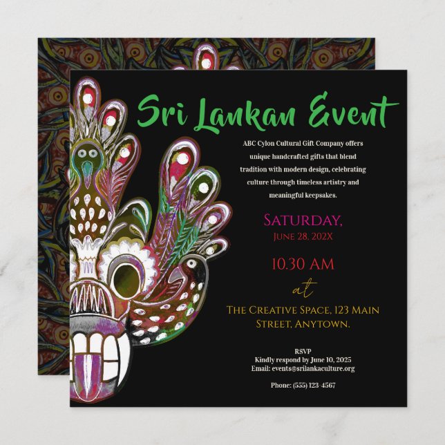 Sri Lanka Modernes kulturelles Design Save The Date (Vorne/Hinten)