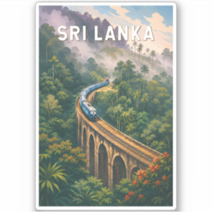 Sri Lanka Zug Illustration Reise Kunst Vintage Aufkleber