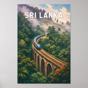 Sri Lanka Zug Illustration Reise Kunst Vintage Poster