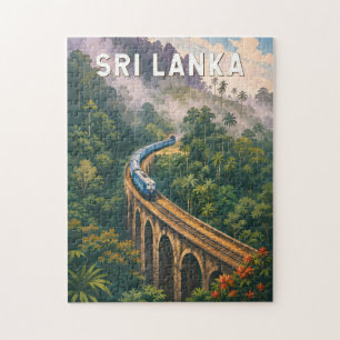 Sri Lanka Zug Illustration Reise Kunst Vintage Puzzle