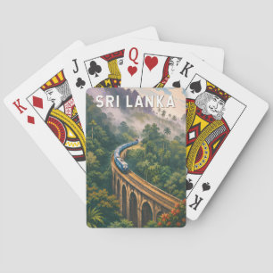 Sri Lanka Zug Illustration Reise Kunst Vintage Spielkarten