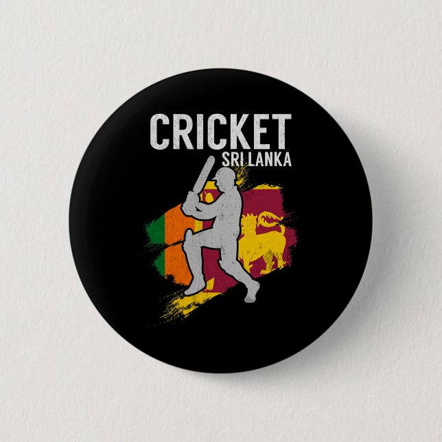 Sri-Lankische Flagge Cricket  Button (Vorderseite)