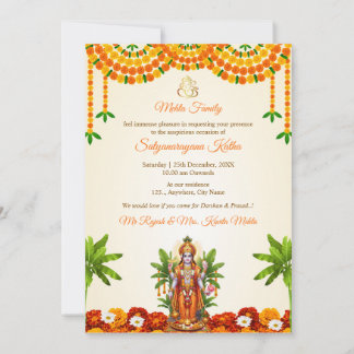 Sri Satyanarayan Bhagwan Puja Einladungskarte Einladung