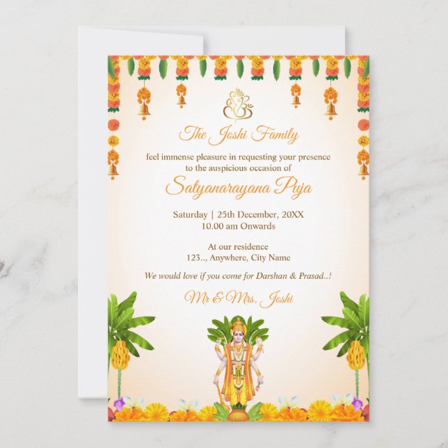 Sri Satyanarayan Katha Einladungskarte Einladung (Vorderseite)
