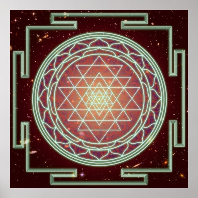 Sri Yantra Amber Glow Poster (Vorne)