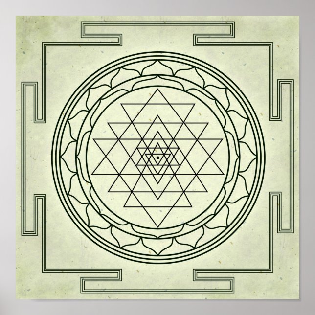 Sri Yantra auf Perchment Poster (Vorne)