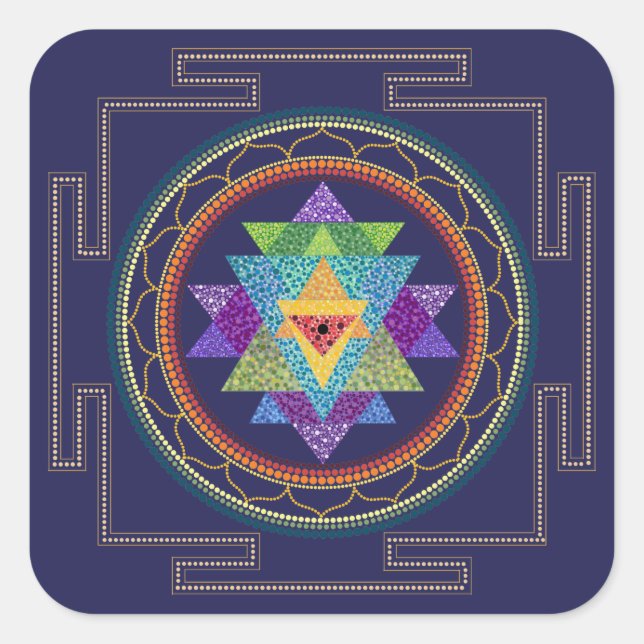 Sri Yantra-Aufkleber Quadratischer Aufkleber (Vorderseite)