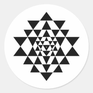 Sri Yantra Black & White Round Aufkleber