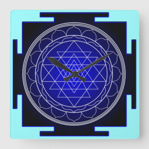 sri yantra clock quadratische wanduhr