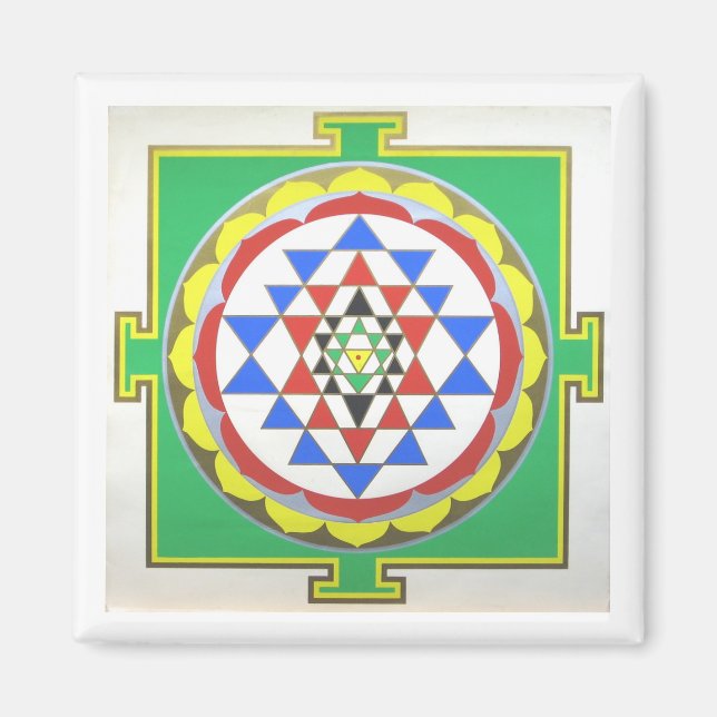 Sri Yantra - Exakte Farben Magnet (Vorne)