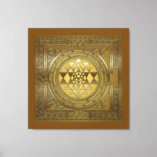Sri Yantra Gold - Wrapped Canvas Leinwanddruck (Vorderseite)