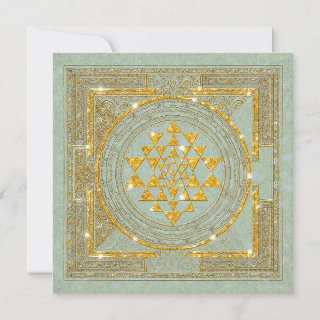 Sri Yantra Golden Glitzer - Einladungskarte Einladung (Vorderseite)