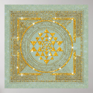 Sri Yantra Golden Glitzer - Poster