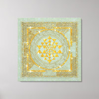 Sri Yantra Golden Glitzer - überzogene Canvas