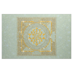 Sri Yantra goldener Glitzer - Gewebe Stoff
