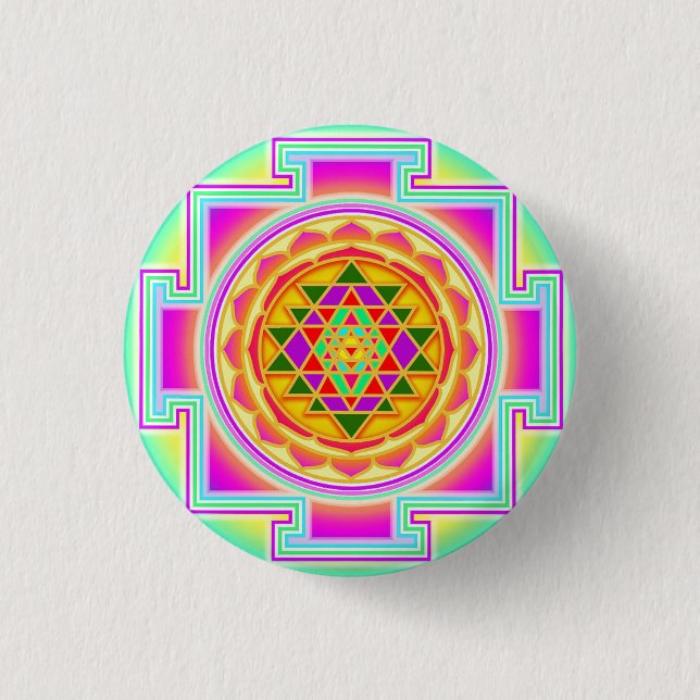 Sri Yantra Heilige Geometrie Button (Vorderseite)