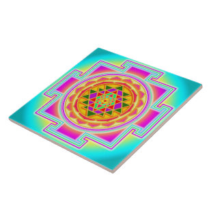 Sri Yantra Heilige Geometrie Fliese