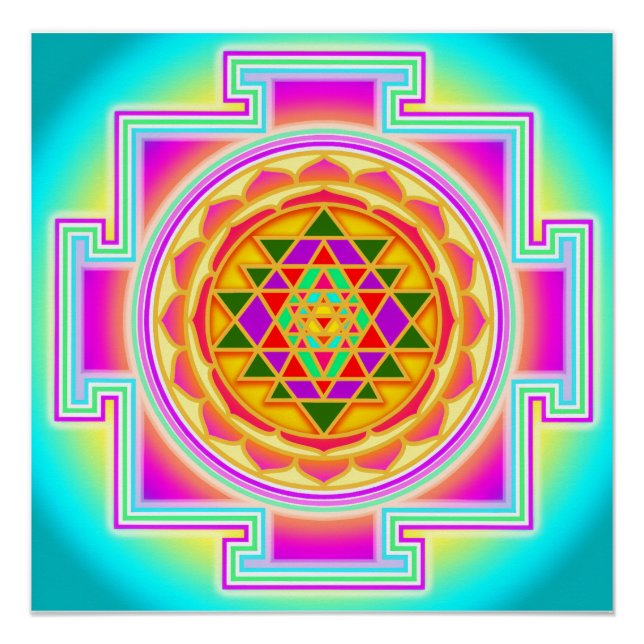 Sri Yantra Heilige Geometrie Poster (Vorderseite)